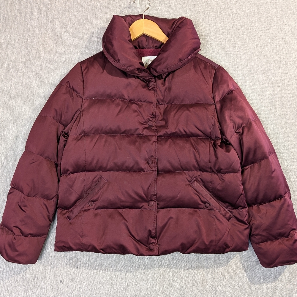 Palm Spring Puffer Jacket Women's Large Maroon Down Feather Fill Lined